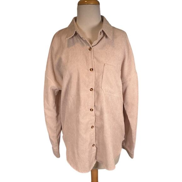 MIHOLL Corduroy Cream Color Oversized Shirt Shacket Women's Medium Button Down - Picture 11 of 11